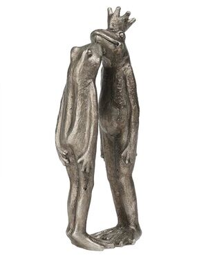 KISSING Frogs Frog prince Silver tone love statue garden decor home decoration